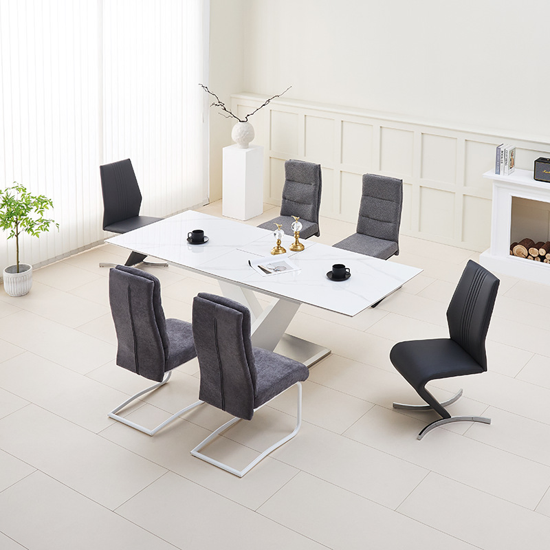 Nordic Stylish Slate Retractable Dining Table Rectangle Kitchen Island Big Table