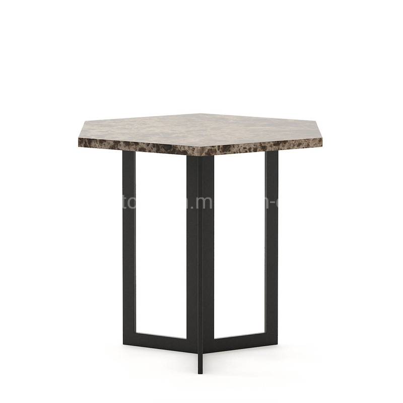 Modern Furniture Stainless Steel Table Top Marble Base Tea Coffee Table
