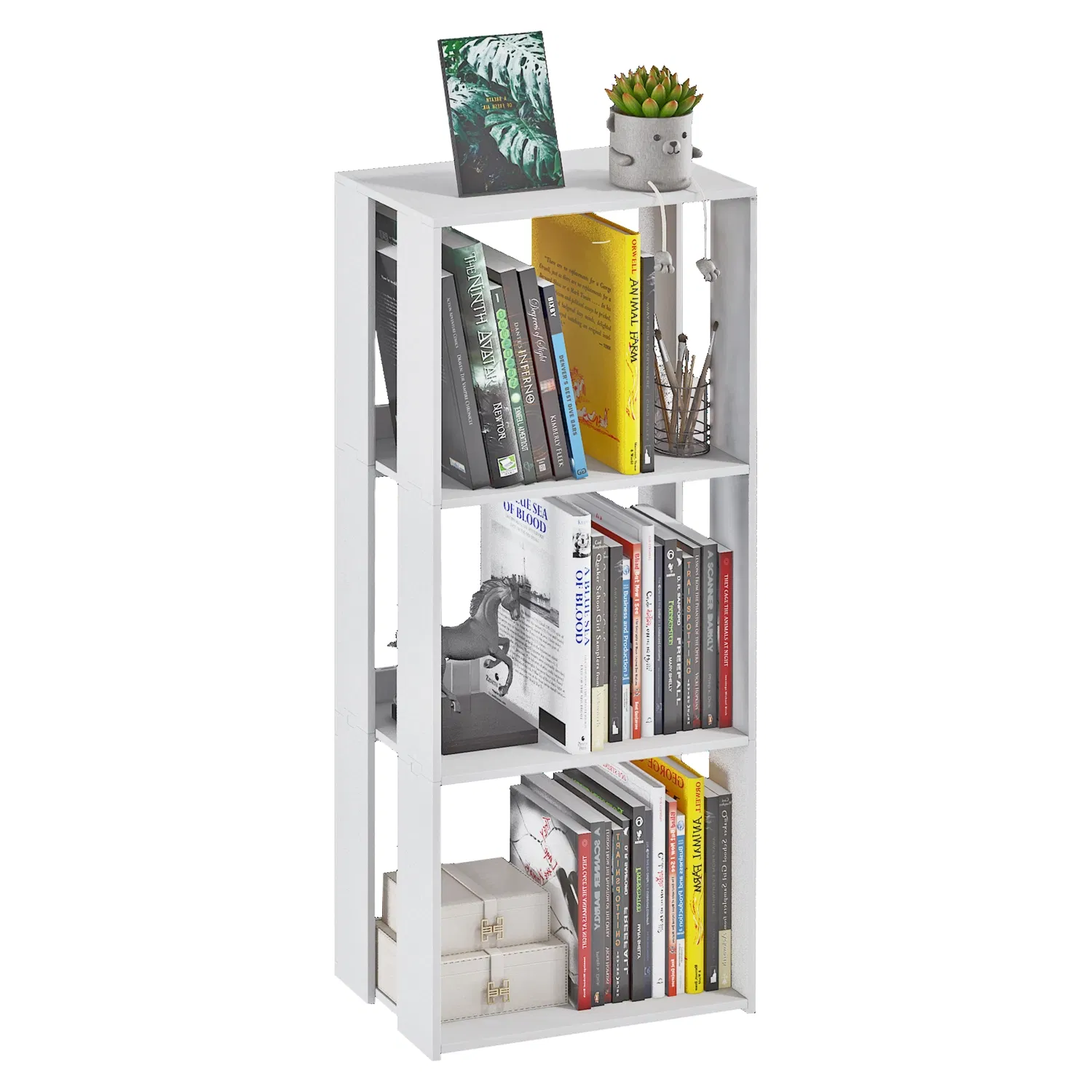 Small PVC Storage Organizer Rack Bookshelf for Bedroom Living Room Office