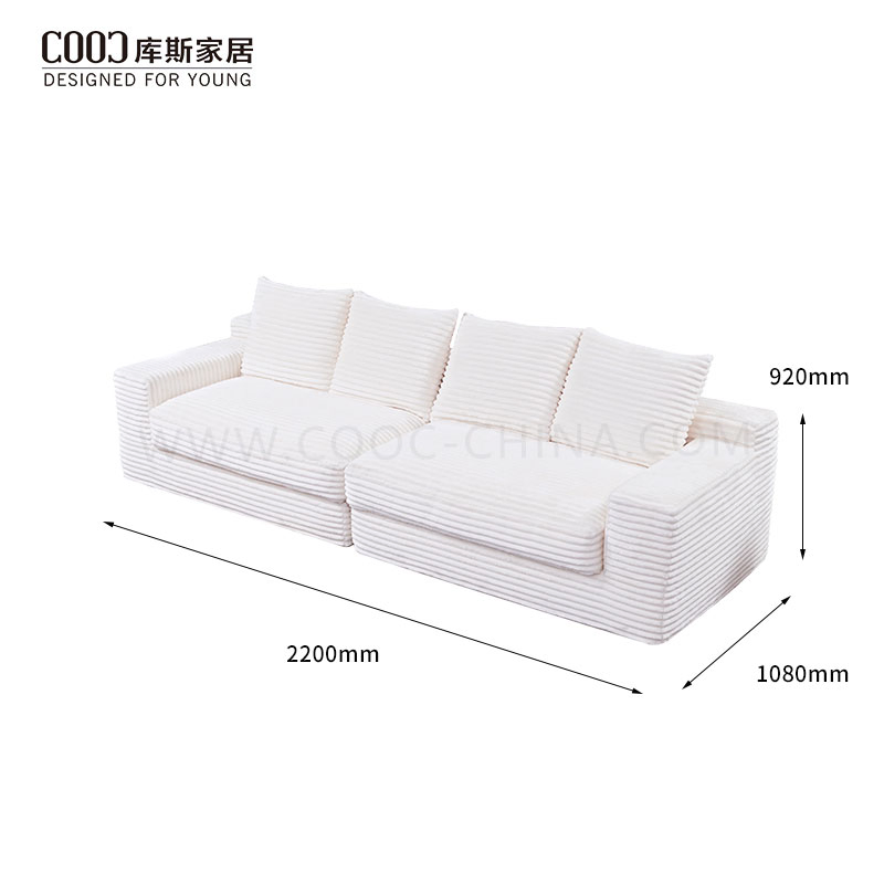 Modern Big Size Large White Corduroy Sectional Foam Furniture Vacuum Sealed Pack Compressed Couch Living Room Sofa