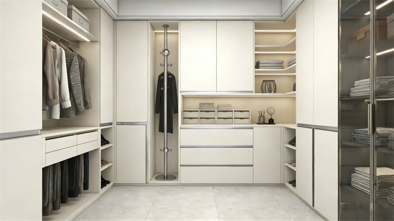 Contemporary High Performance Wall-to-Wall Closet Cabinet Bedroom Wardrobe with Hinged Door