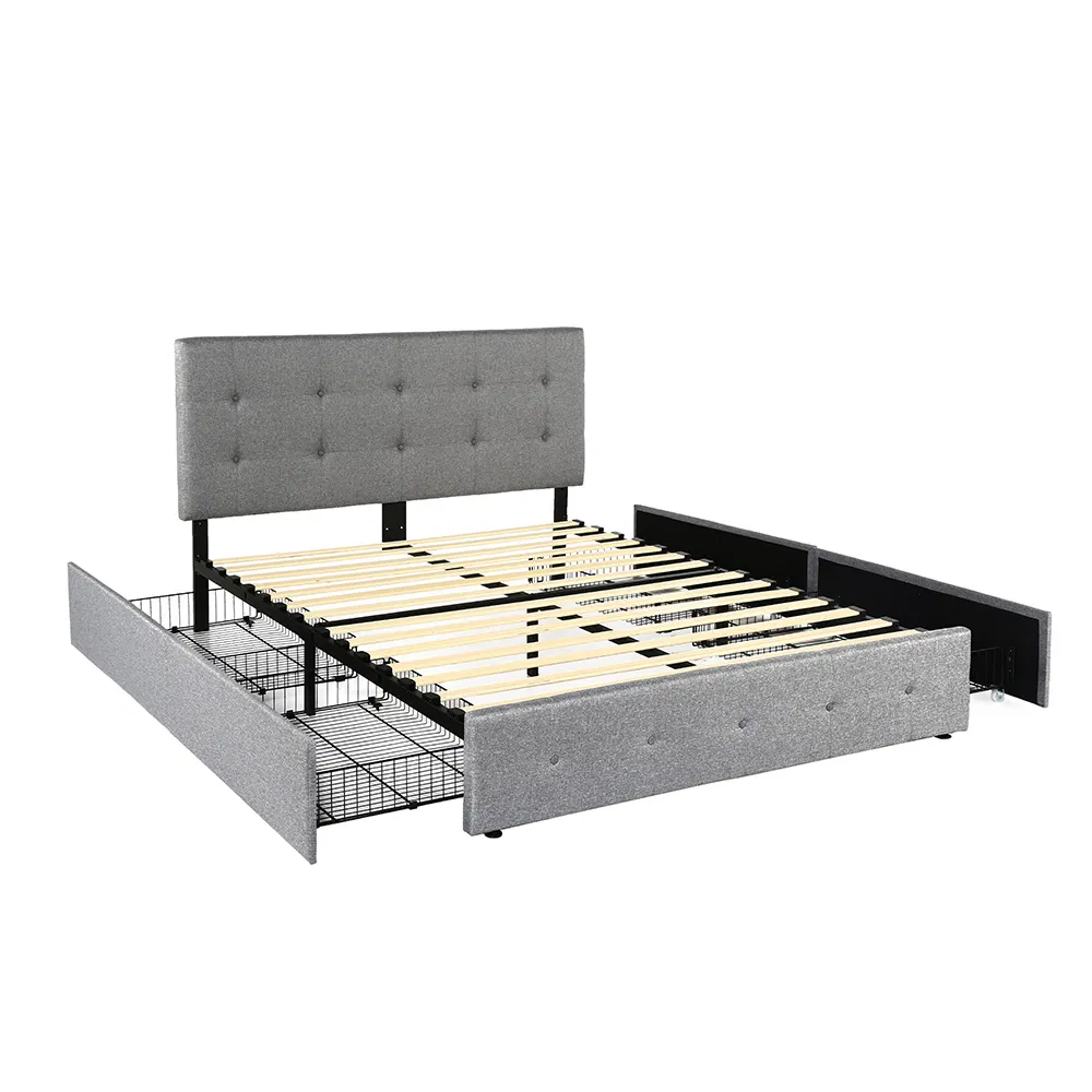 Storage Plywood Bed Frame with a Big Drawer