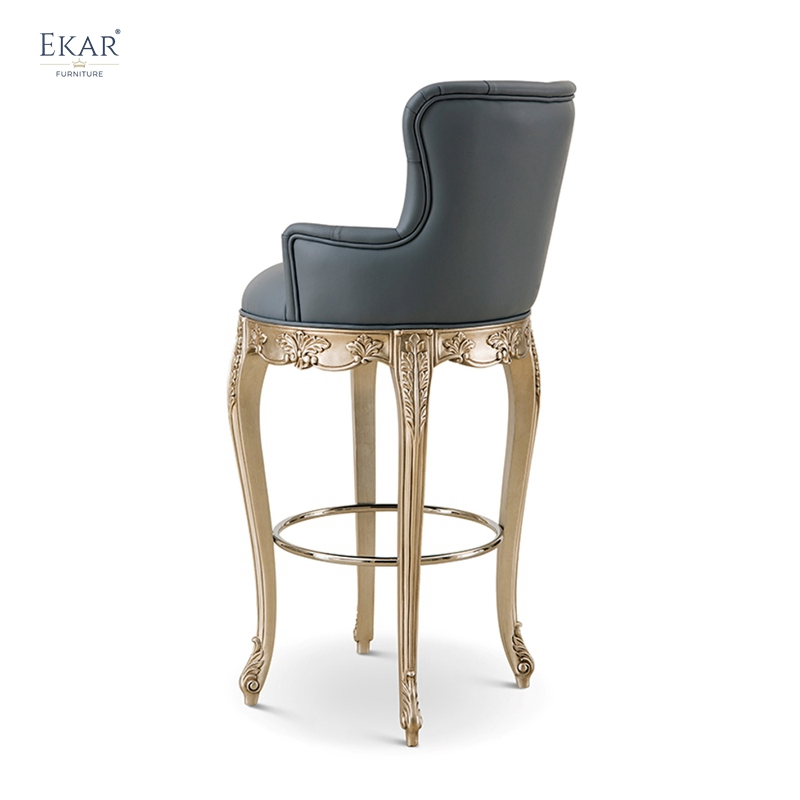 Elegant French Solid Wood Bar Stool Bar Stool with Backrest
