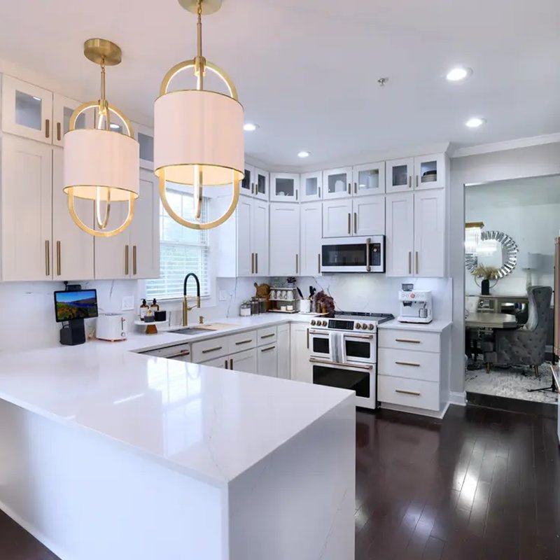 Foshan Furniture Modular White Shaker Rta Kitchen Cabinets with Friendly Wood Material