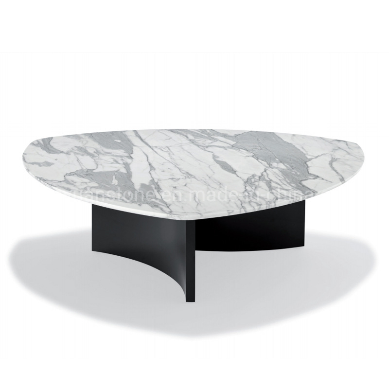 Modern Furniture Stainless Steel Table Top Marble Base Tea Coffee Table