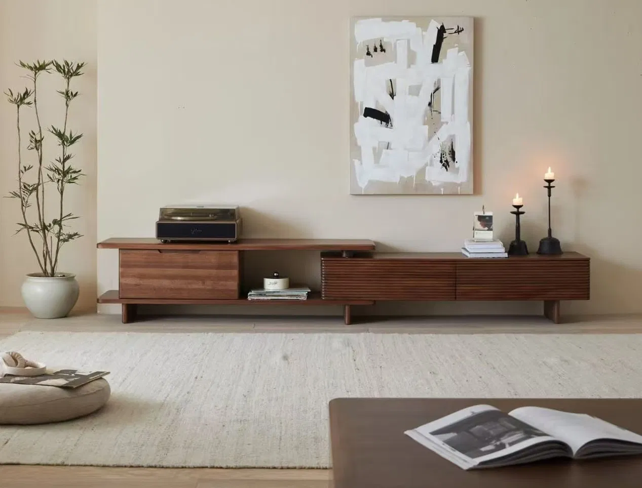 Premium Solid Wood TV Stand with Storage for Home