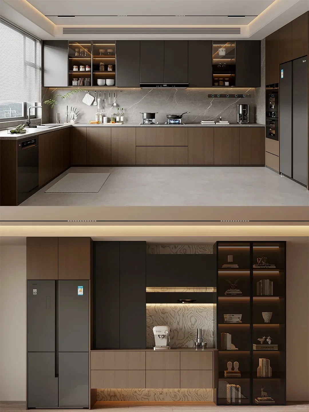 Elegant Customized Kitchen Cabinet Foshan Furniture Home Style Modern Wall Tiles