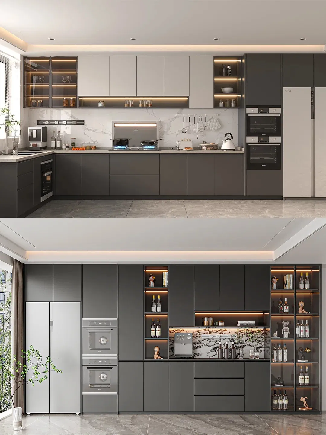 Elegant Customized Kitchen Cabinet Foshan Furniture Home Style Modern Wall Tiles