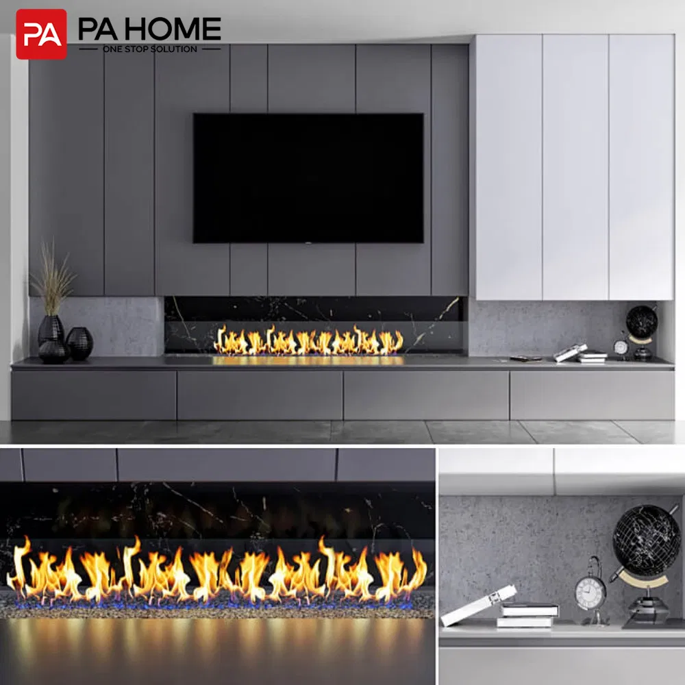 PA Wholesale Living Room Furniture Marble Top Modern MDF Design Glass Electric Fire Place Wood TV Stand