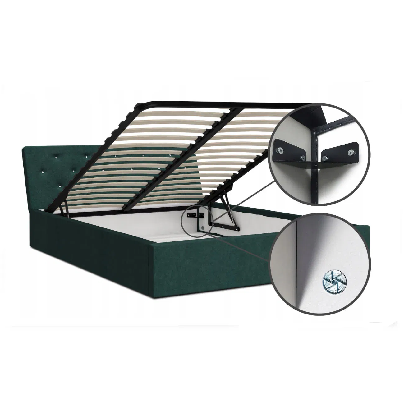 Poland Popular Foldaway Bed Lift Mechanism Heavy Duty Gas Spring Capacity Bedroom Use Storage Bed Frame with Lifter Air Cylinder