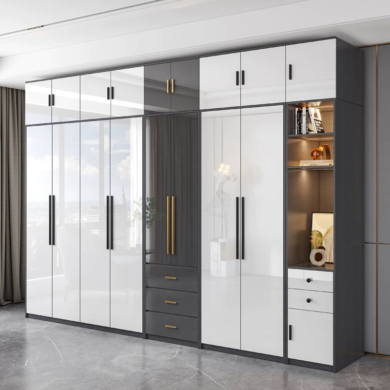 Customized Stock Modern Cabinet Hotel Bedroom Wardrobe Set Wholesale Furniture Set Modern Closets Economical Assembled Wooden Bedroom Closet Wardrobe