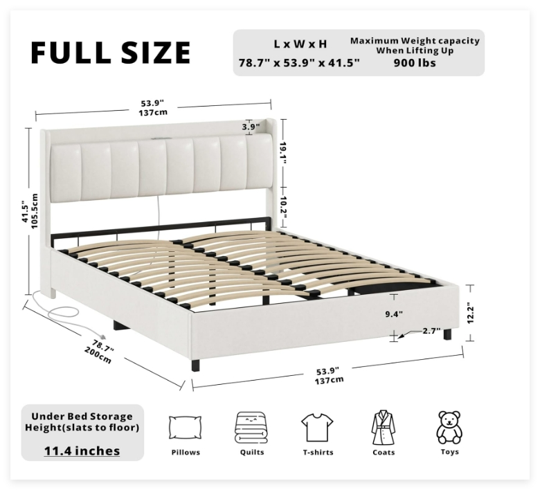 Poland Popular Foldaway Bed Lift Mechanism Heavy Duty Gas Spring Capacity Bedroom Use Storage Bed Frame with Lifter Air Cylinder