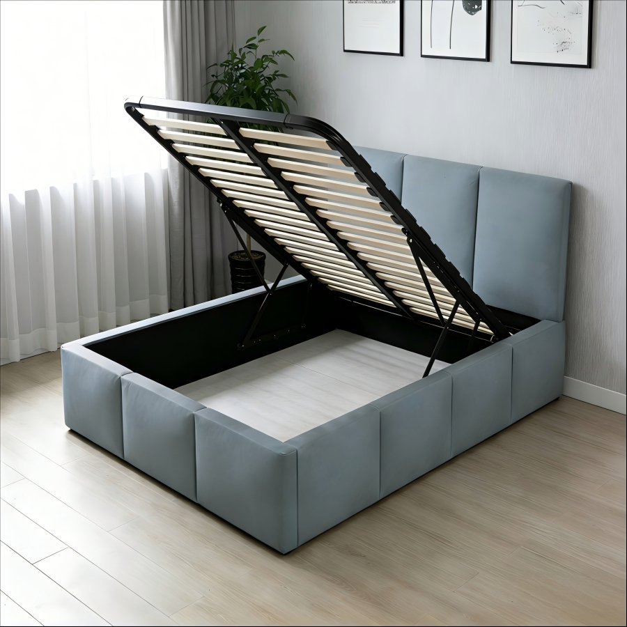 Stylish Metal Gas Lift Bed Frame with Hidden Storage Solution