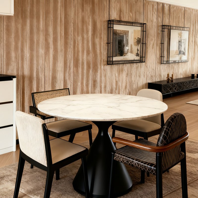 Sts Tech Stone Tabletop &amp; Durable Structure Modern Design Dining Table