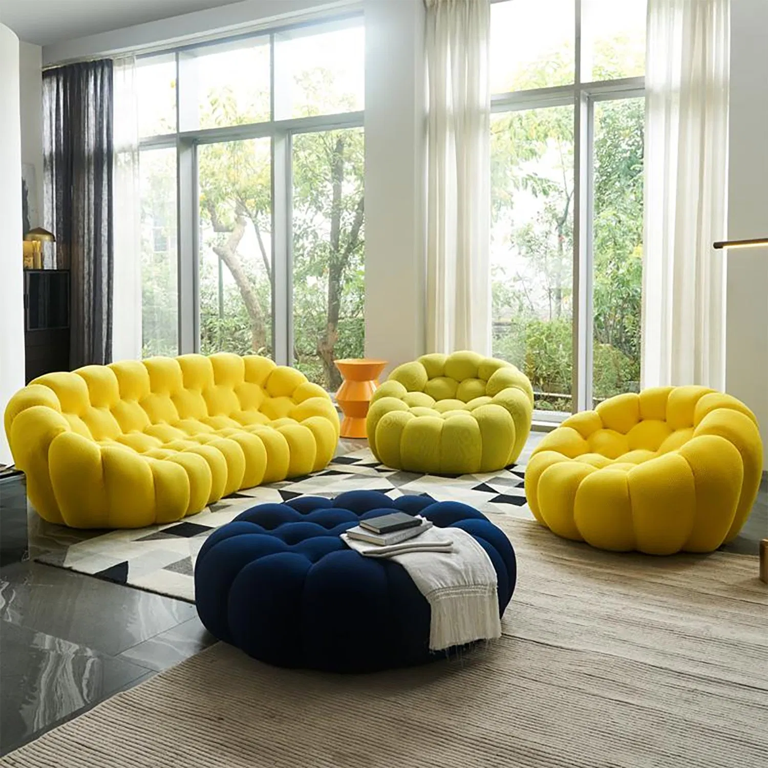 Sponge Foam Compressed Sofa Sectional Corner Modular Design for Living Room Sofa in Box Home Furniture with Compressible Feature and Velvet Upholstered Section