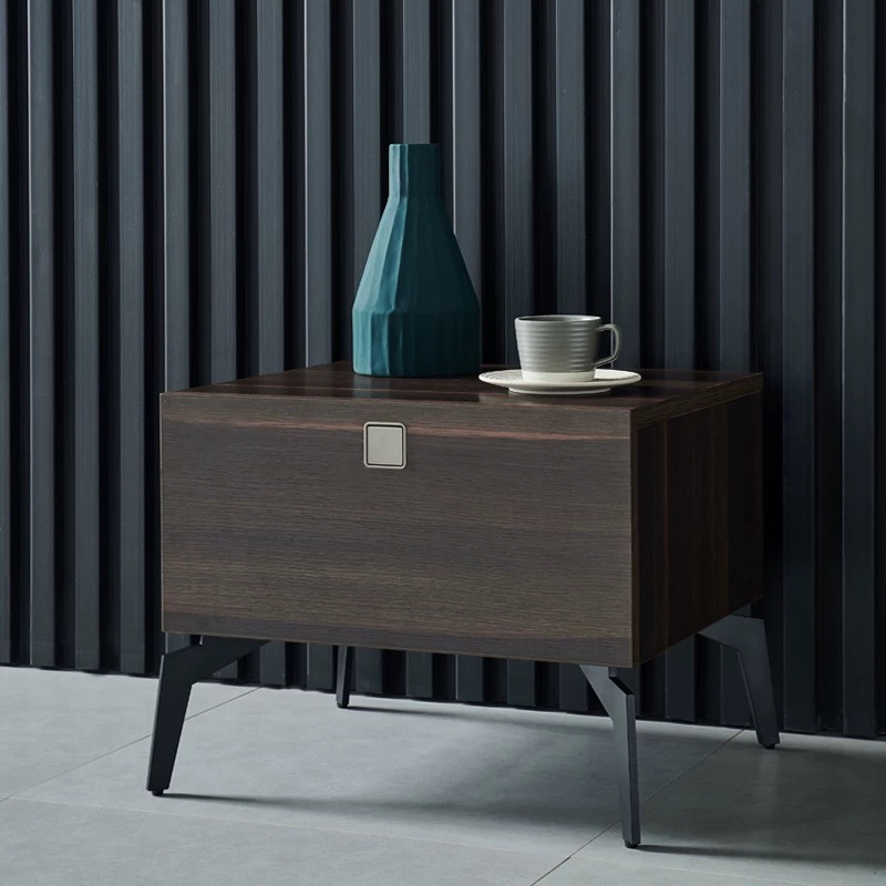 Italian Simple Design Bedroom Furniture Cabinet Storage 2 Drawers Dark Nightstand