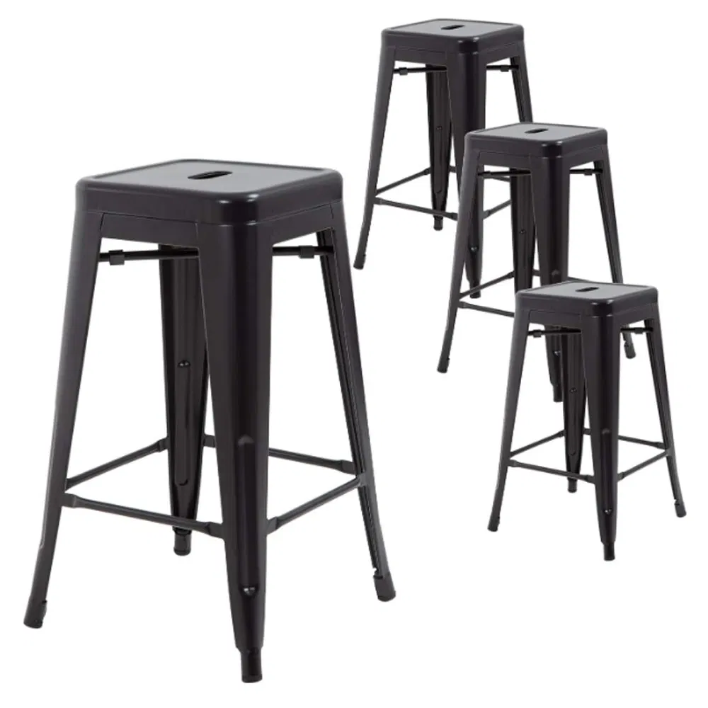 Wholesale Modern Stackable Kitchen Restaurant Black Metal High Chair Bar Stools