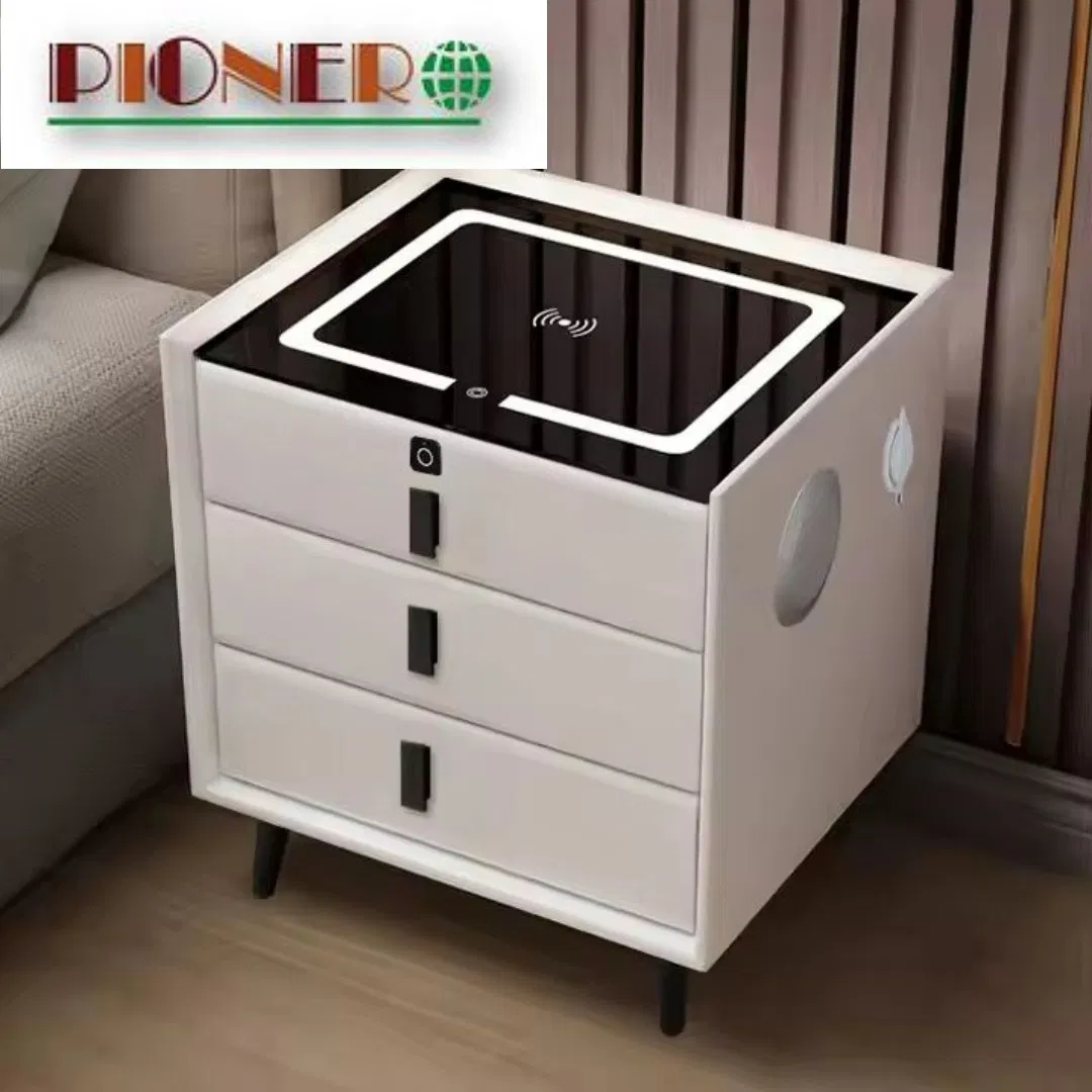 Wholesale Furniture Smart Nightstands Bluetooth Wireless Charging Bedside Cabinet F