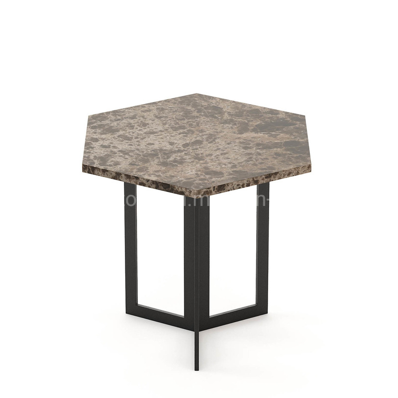 Modern Furniture Stainless Steel Table Top Marble Base Tea Coffee Table