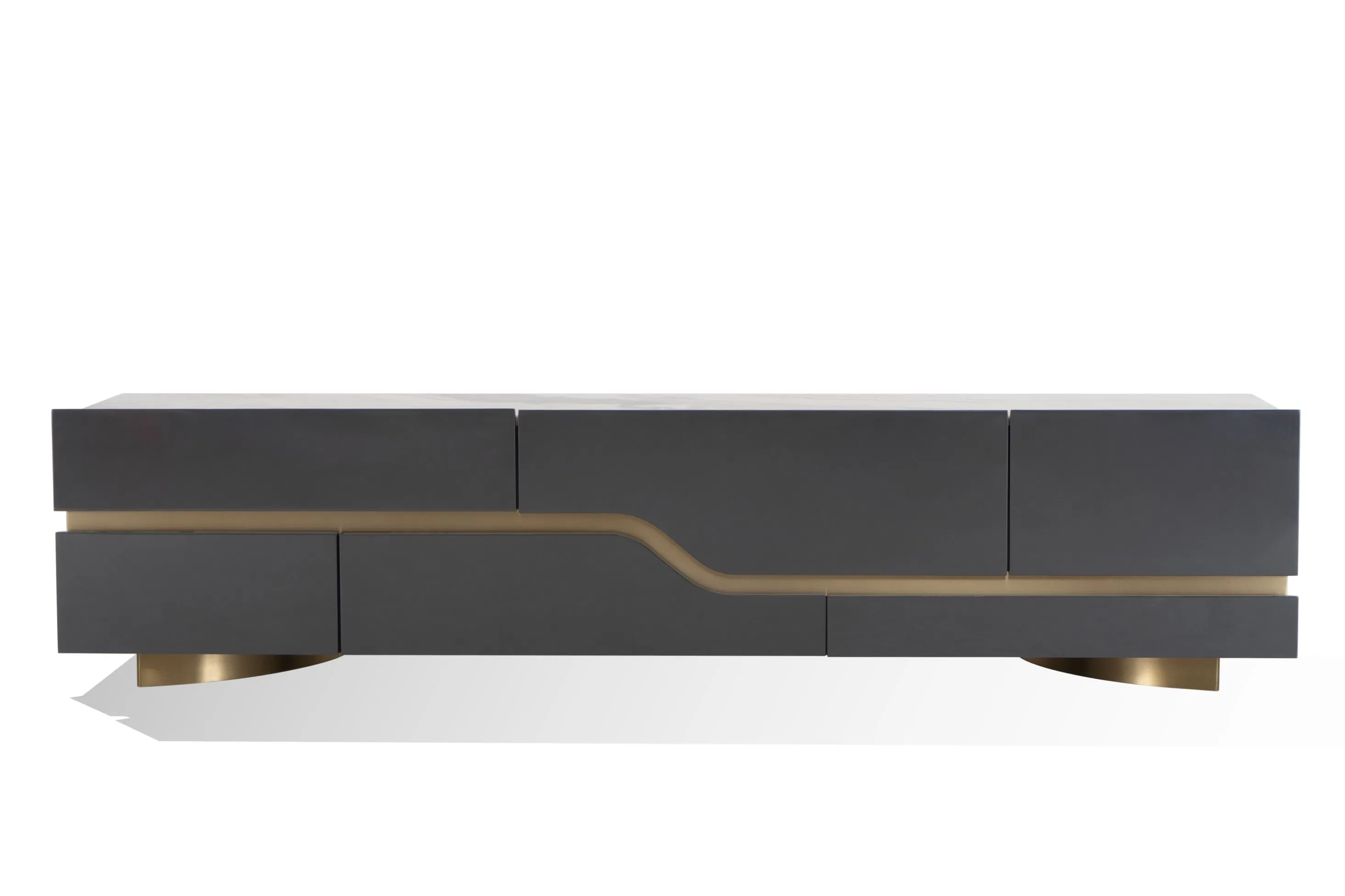 Wooden Hot Sale Storage Modern Rectangle Living Room Grey Black TV Stand