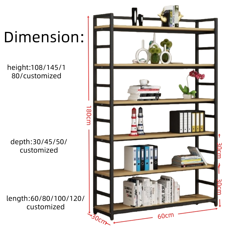 Modern 5 Tier Wooden Bookshelf Storage Organizer Tall Book Cases Open Shelf
