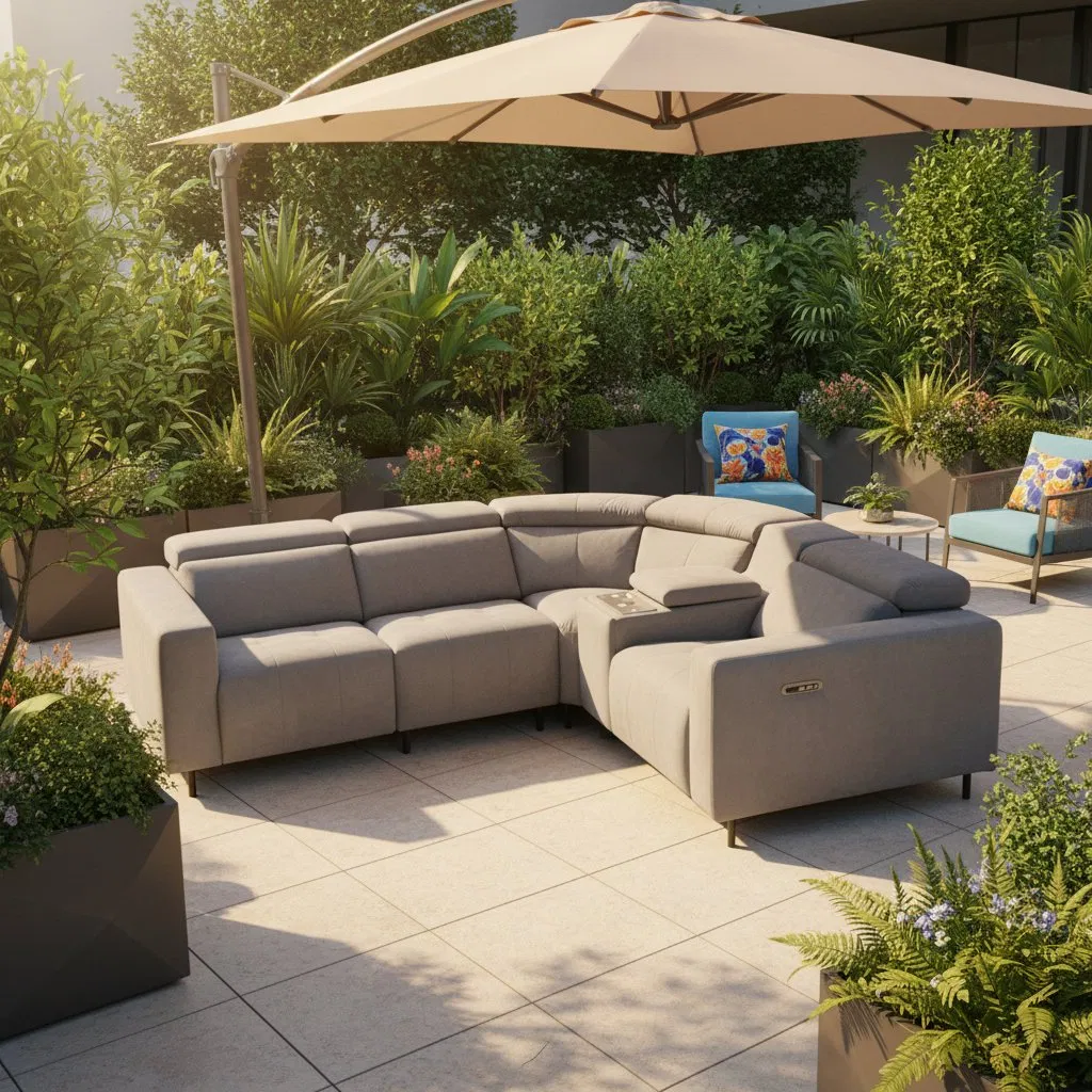 Modern Power Recliner Sofas Furniture High Quality Fabric Function Sectional Sofa with Cup Holder Storage Adjustable Headrest