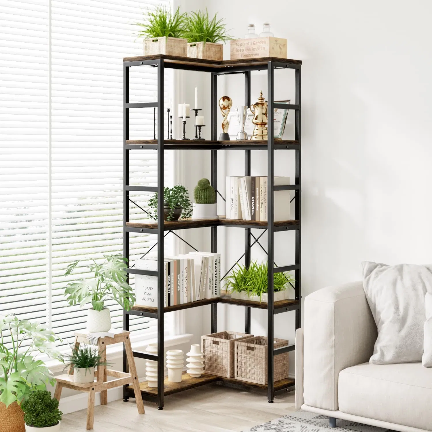 Tufted Fabric Bookshelf with Upholstered Bookcase and Storage Cabinet for Lounge Areas Bookrack