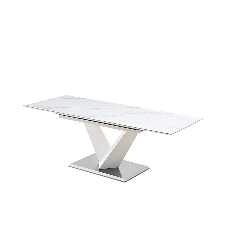 Nordic Stylish Slate Retractable Dining Table Rectangle Kitchen Island Big Table