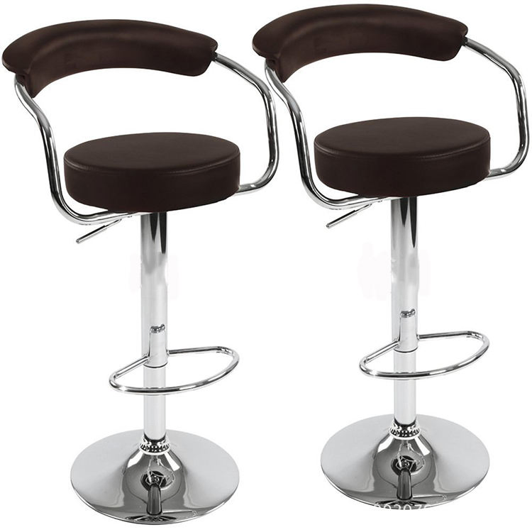 Modern Style Soft Leather High Chair Swivel Bar Stool with Footrest Simple and Fashionable Lift Bag for Dining Kitchen Coffee Bar