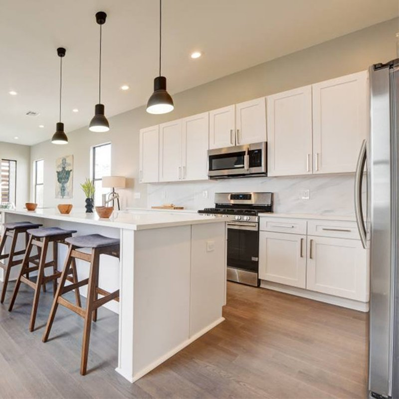 Foshan Furniture Modular White Shaker Rta Kitchen Cabinets with Friendly Wood Material