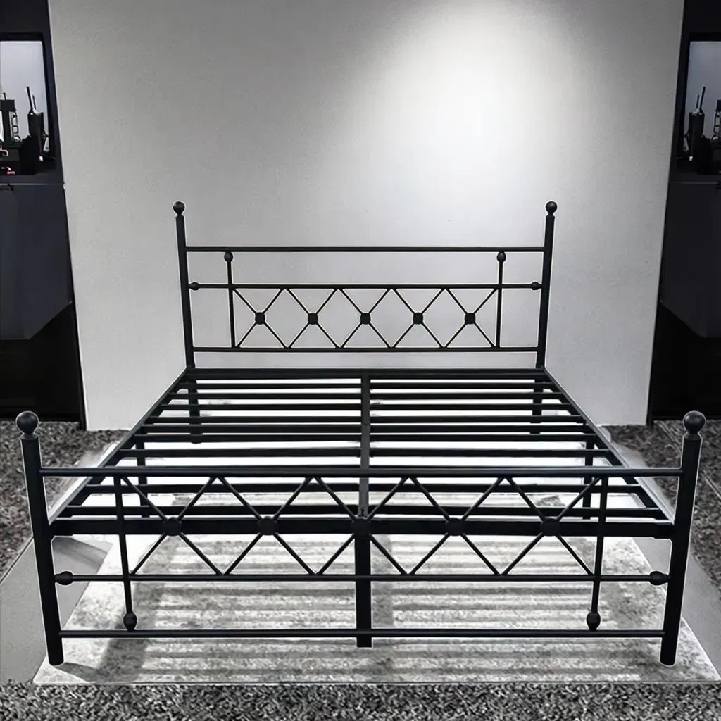 King Cheap Twin Size Queen Bed Frame with Storage and Headboard Black