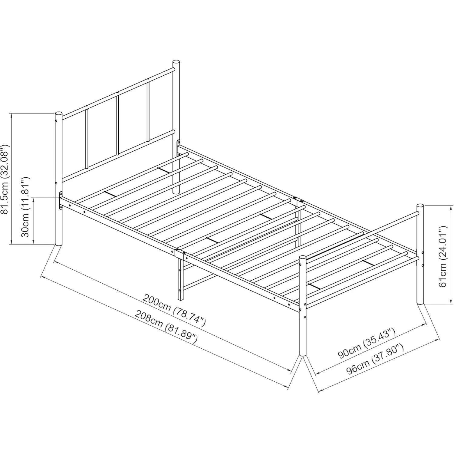 Modern Style Space Saving Beds Frame Underbed Storage Quick Assembly Metal Bedframe for UK Bedroom Bed Furniture Frame