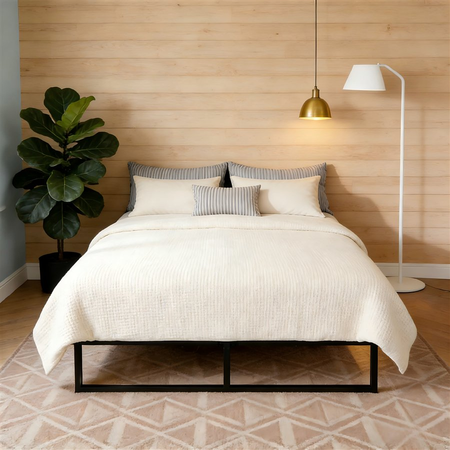 Space-Saving Heavy-Duty Queen Size Metal Bed Frame with Under-Bed Storage Space