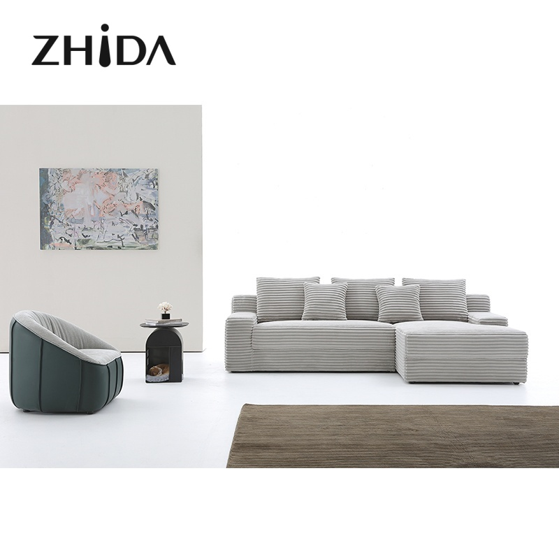 Sofa Modern Home Living Room Sofa Set Furniture White Linen Feather Cream Beige Fabric L Shaped Corner Modular Couches Sectional Sofa