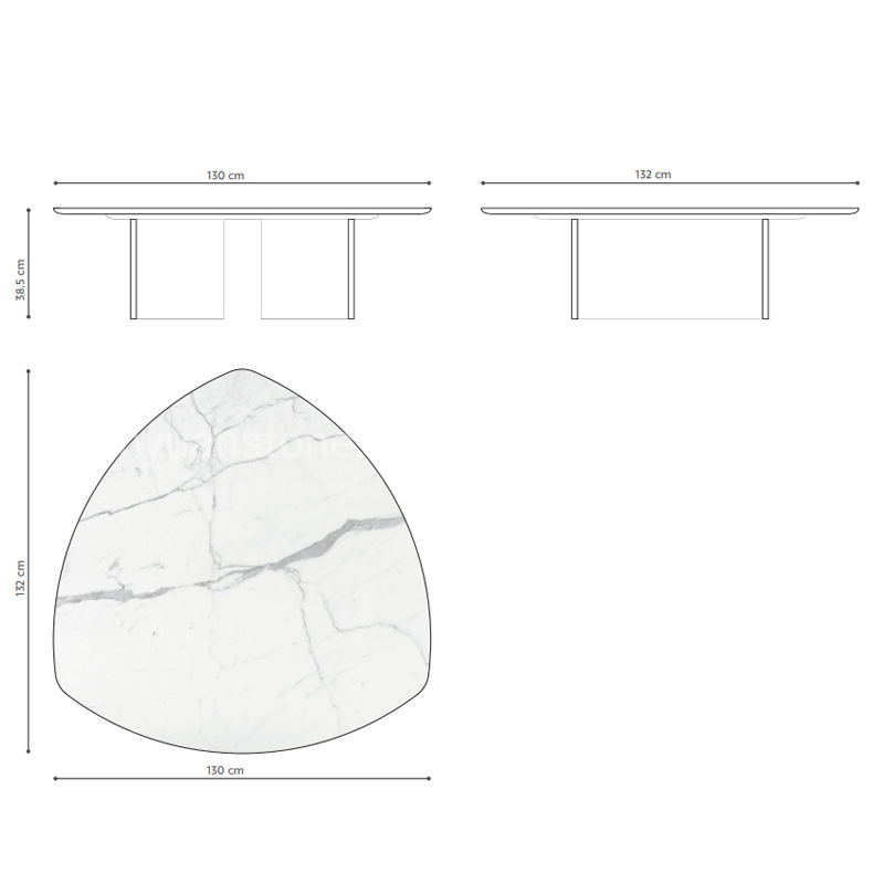 Modern Furniture Stainless Steel Table Top Marble Base Tea Coffee Table