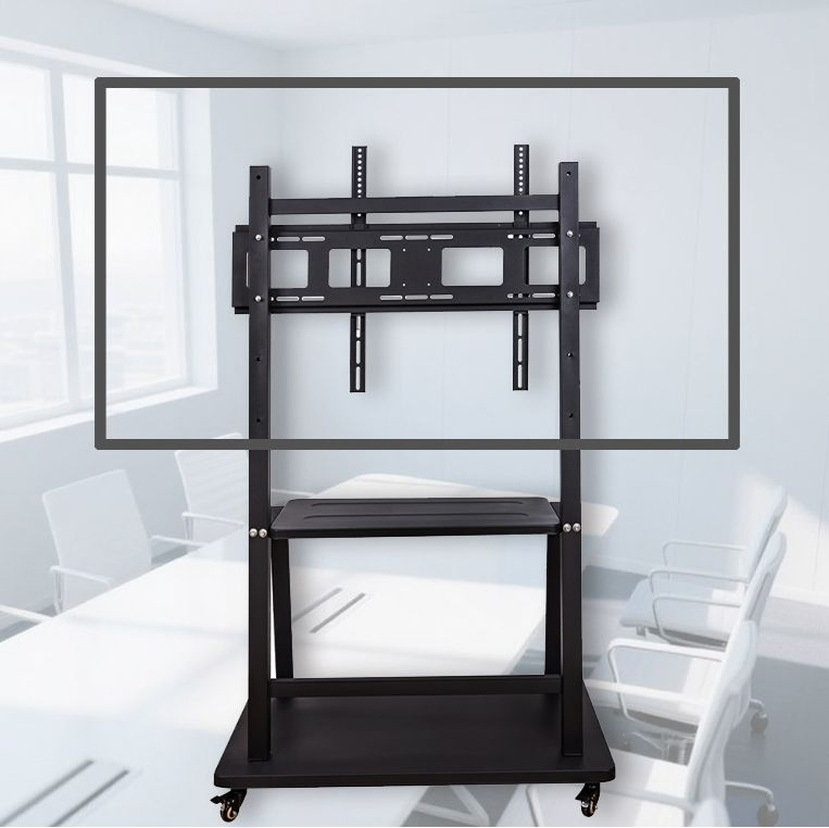 Adjustable Mobile TV Mount Stand 360 Degrees Rotating Cold Rolled Steel TV Stand with Four Movable Wheels