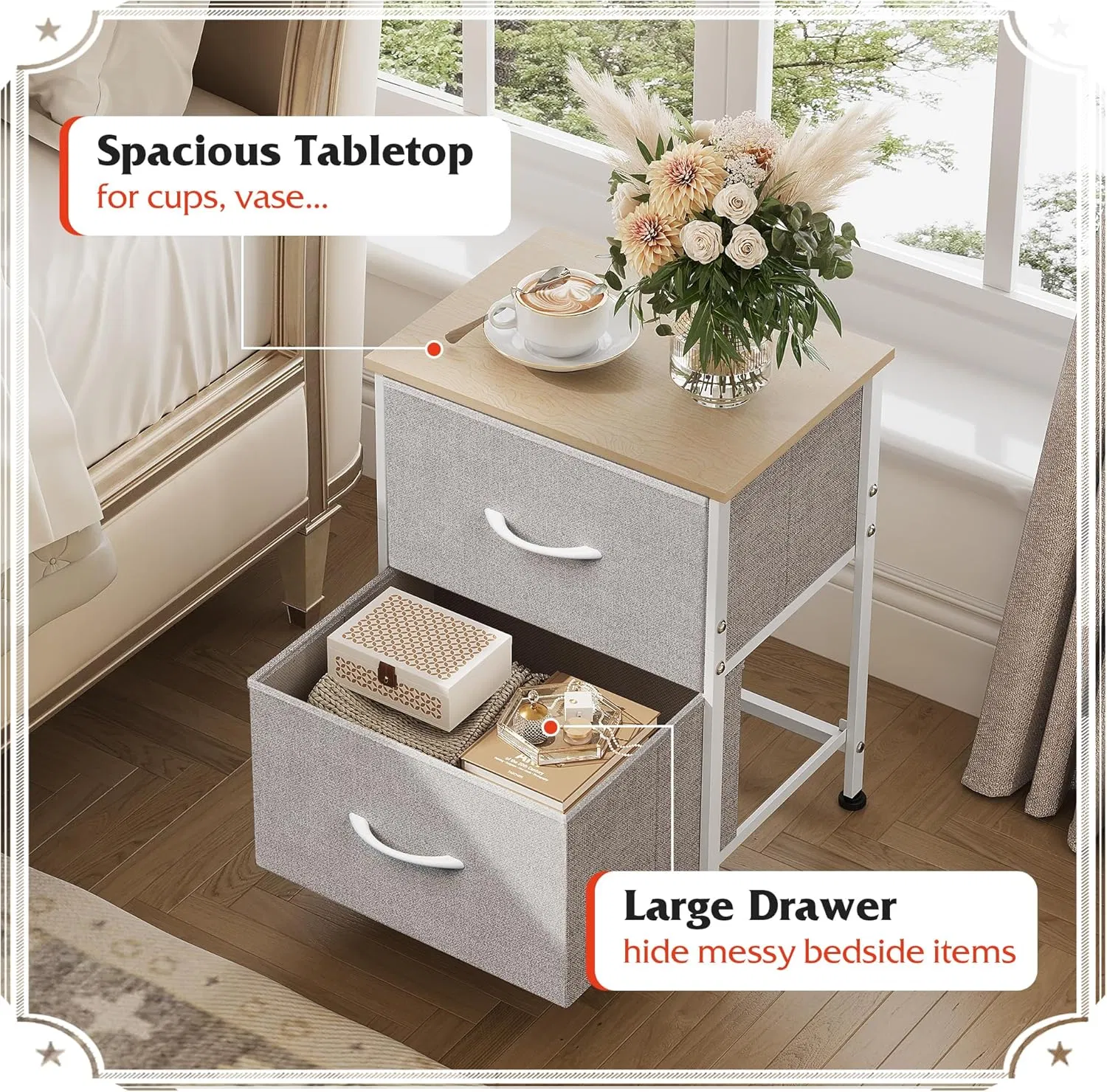 Customized Bedroom Wooden Furniture Bedside Table Storage Nightstand