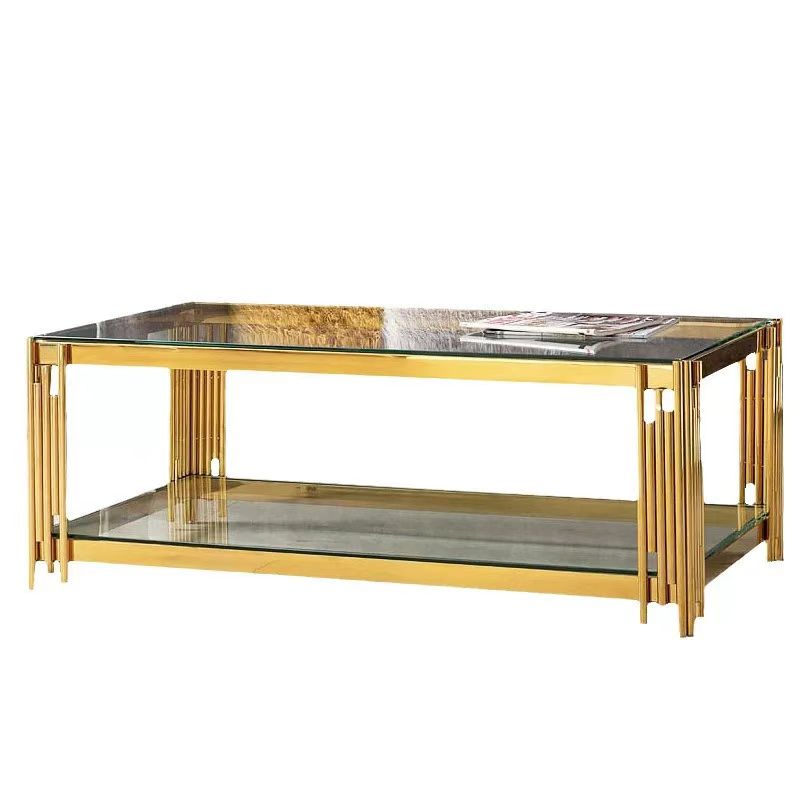 Tea Table Coffee Center Corner Tables Centers Gold Glass Steel for Home