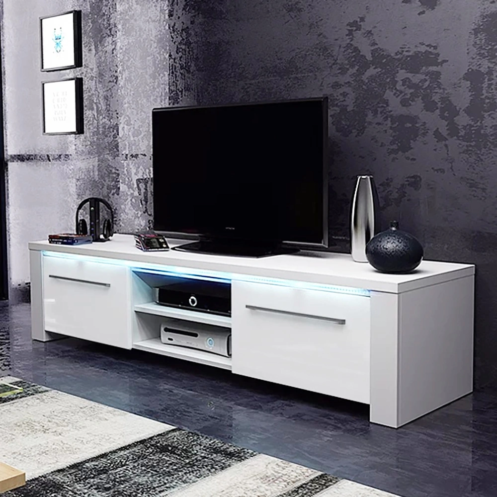 Foshan Home Furniture Modern Latest Design Wooden LED Gloss TV Stand (HF-WF06033) for Living Room Bedroom Hotel Use