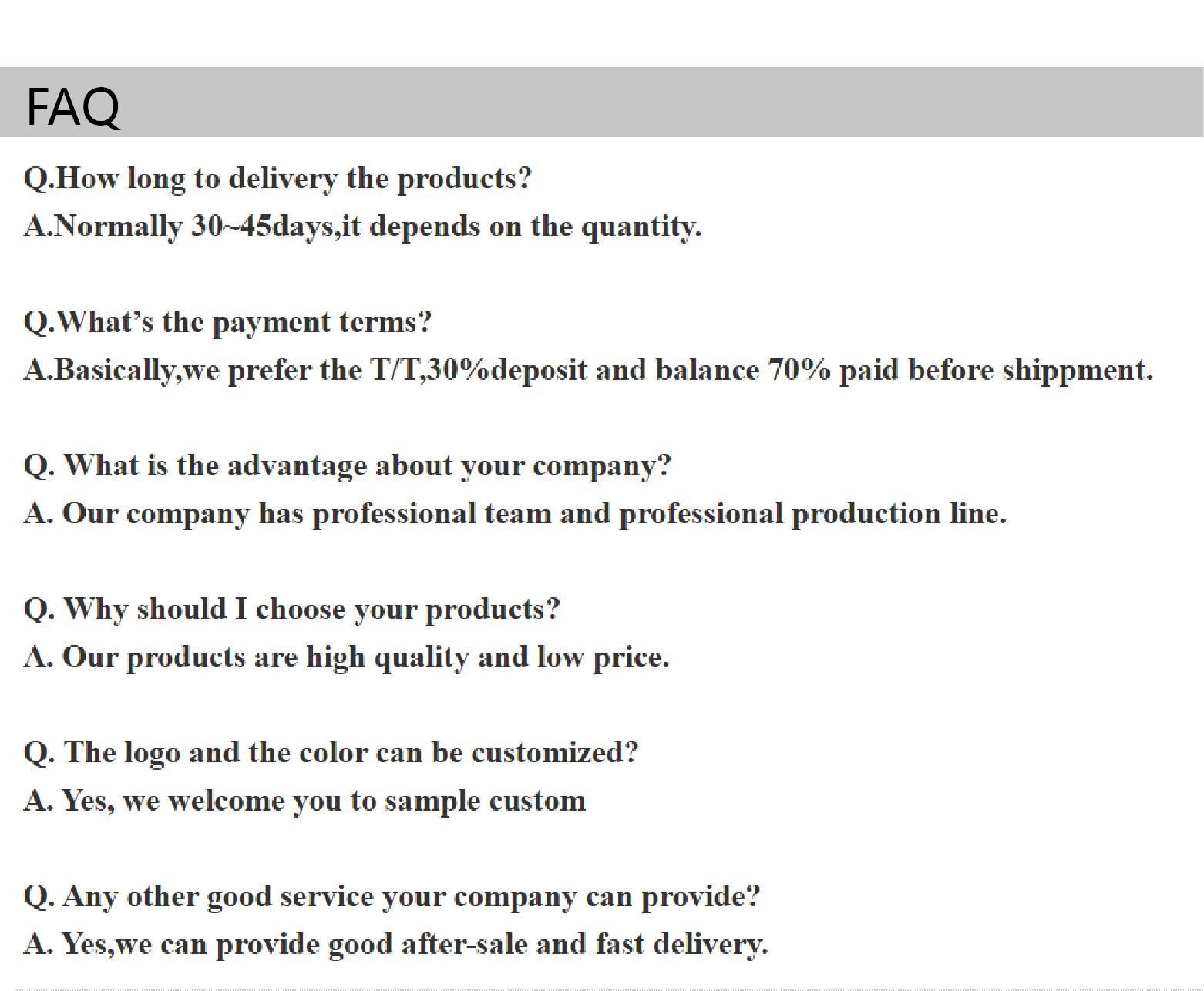 Logistics Details