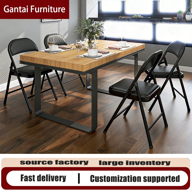 Modern Wrought Iron Outdoor Black Folding Chair-Portable Stackable Waterproof for Hotel &amp; Home Use