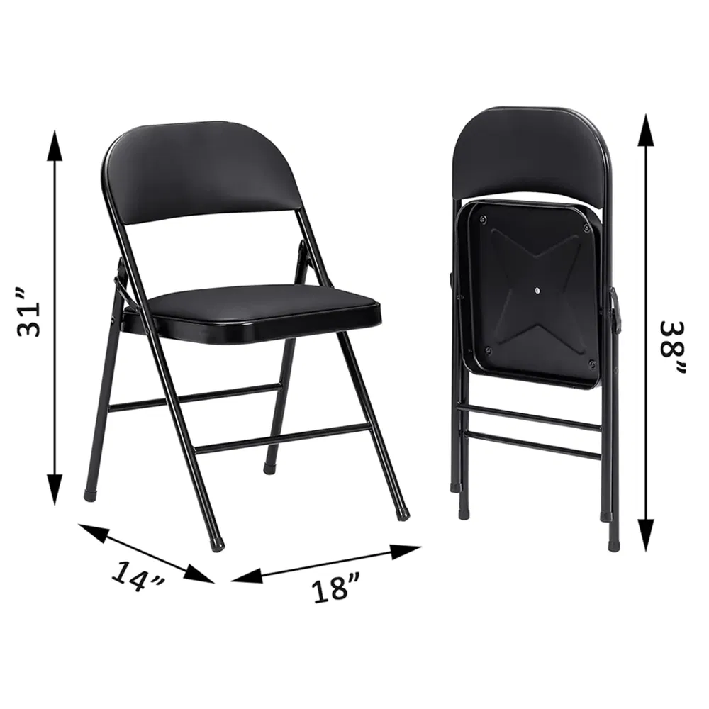 Wholesale Cheap Price Soft Seats Padded Black Metal Folding Chairs for Events