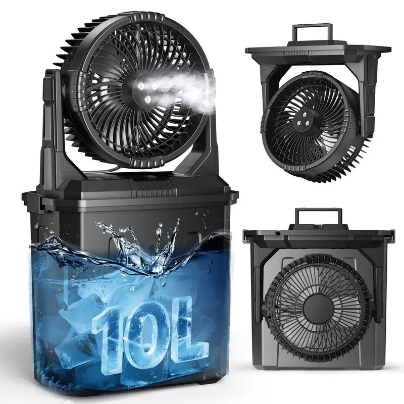 Long Battery Storage Portable Camping Mist Cooling Fan