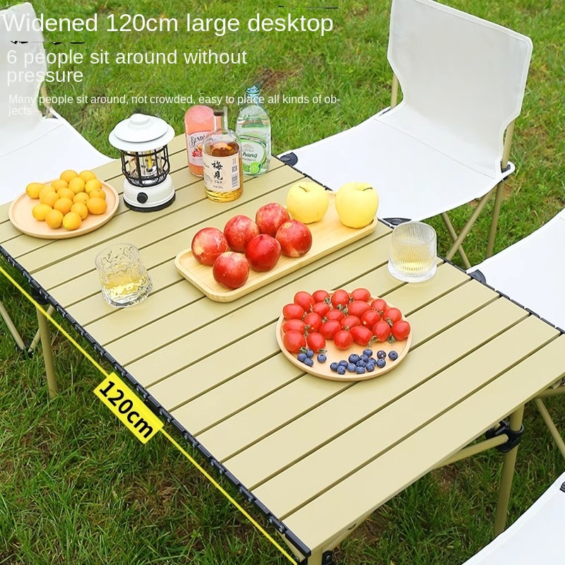 Portable Folding Picnic Table and Chair Set for Camping Outdoor Use Stacked Design Egg Roll Table Equipment