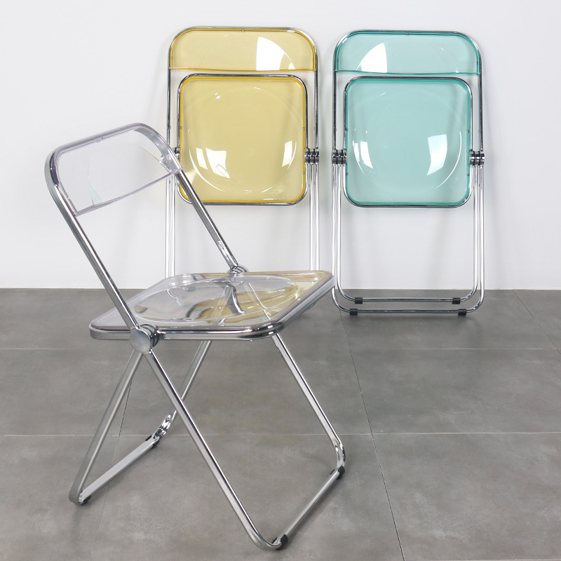 Portable Transparent Crystal Acrylic Stainless Steel Frame Folding Event Chair Plastic Folding Chair