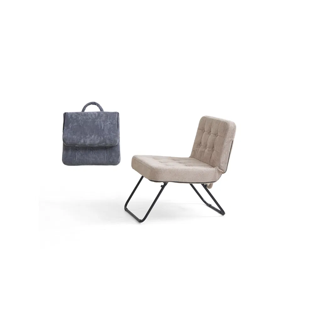 Portable Folding Padded Tufted Soft Folding Space-Saving Modern Neutral Versatile Grey/Red Dining Chair
