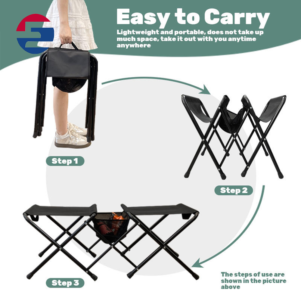Modern Design Portable Wrought Iron Double Folding Garden Camping Chair Multifunctional Metal Furniture Outdoor Picnic Park