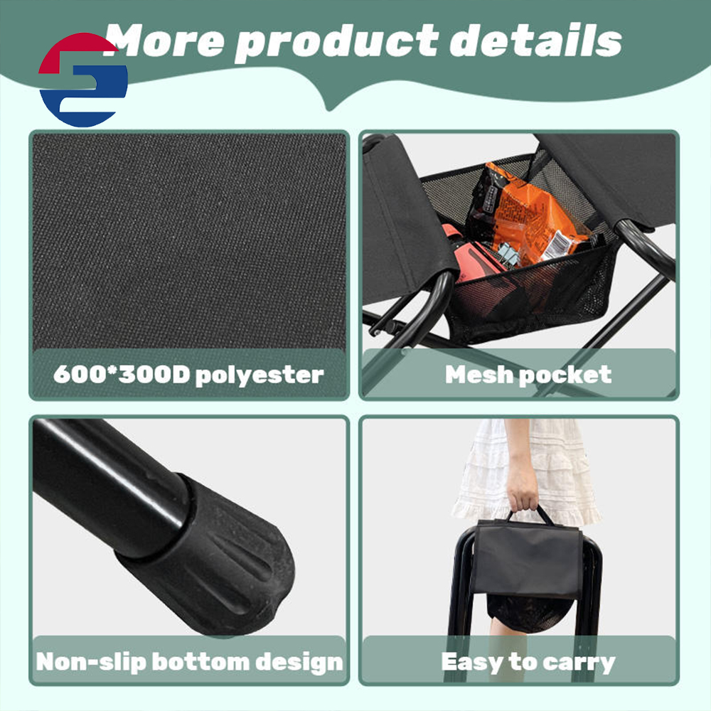 Modern Design Portable Wrought Iron Double Folding Garden Camping Chair Multifunctional Metal Furniture Outdoor Picnic Park