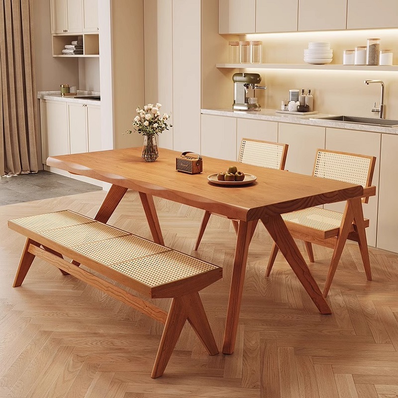 Modern Bamboo Whale Dining Table Chair Set 6-Seater Foldable Rectangular Home Computer &amp; Work Desk