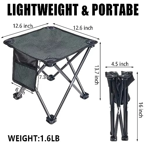 High Load Bearing Portable Lightweight Aluminum Ultralight Folding Chair Step Stool for Hiking Fishing Outdoor Activities Beach